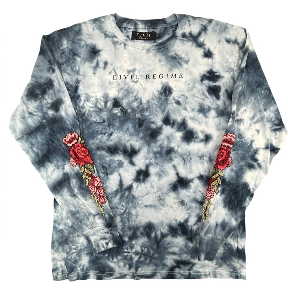 Civil Regime | Tie‎ dyed Roses Embroidered long sleeved tee | Large | Like New!!